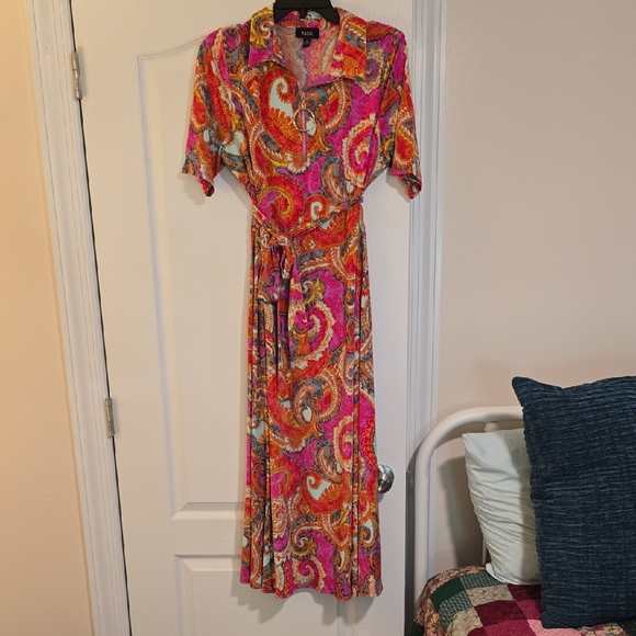 MSK Pink and Orange Paisley Maxi Dress - Picture 1 of 4